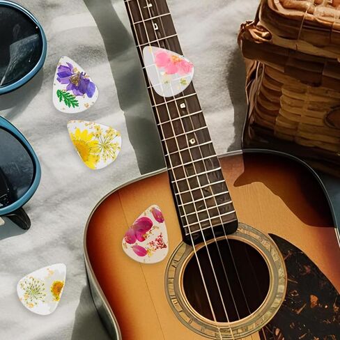 3Pcs Guitar Pick Flower, Dried Flower Resin Guitar Plectrums Heavy Handmade Colorful Guitars Plectrums for Bass Electric Acoustic Ukulele, Triangle in Saudi Arabia