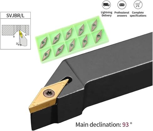 1pc SVJBR1616H16 SVJBR2020K16 SVJBR2525M16 External Turning Tool Holder VBMT16 Carbide Inserts Lathe Bar Cutting(VBMT160404-TM YZ6020,SVJBL2020K16) in Saudi Arabia