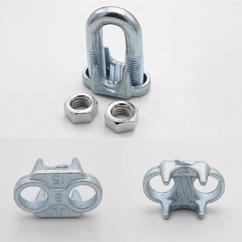 5/8 Inches Wire Rope Clamp,Heavy Duty Wire Rope Cable Clip Clamp,Zinc Plated Wire Rope Clips 2 Pcs (M15) in Kuwait