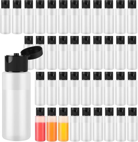Honeydak 40 Pack 2 Oz Plastic Squeeze Bottles with Black Flip Top Caps ، زجاجات الطلاء الفارغة لخلط الطلاء ، مطهر يدوي ، سوائل ، شامبو ، غسول ، زيوت أساسية in Saudi Arabia