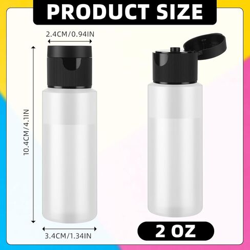 Honeydak 40 Pack 2 Oz Plastic Squeeze Bottles with Black Flip Top Caps ، زجاجات الطلاء الفارغة لخلط الطلاء ، مطهر يدوي ، سوائل ، شامبو ، غسول ، زيوت أساسية in Saudi Arabia