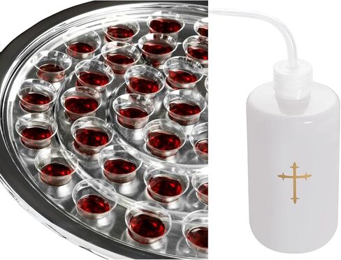 Westmon Works Communion Cup Filler White Bottles with Cross Design Leak Proof Spout Church, Set of 2 in Saudi Arabia
