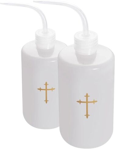 Westmon Works Communion Cup Filler White Bottles with Cross Design Leak Proof Spout Church, Set of 2 in Saudi Arabia
