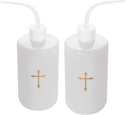 Westmon Works Communion Cup Filler White Bottles with Cross Design Leak Proof Spout Church, Set of 2 in Saudi Arabia