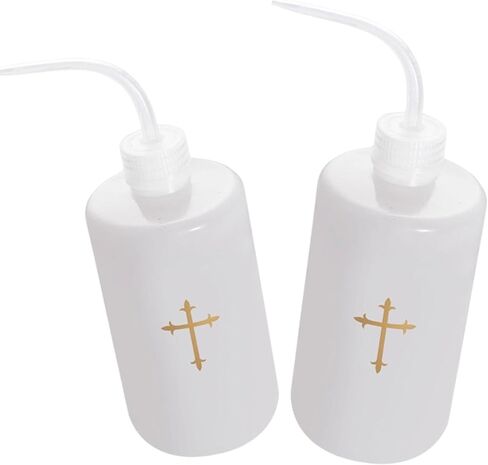 Westmon Works Communion Cup Filler White Bottles with Cross Design Leak Proof Spout Church, Set of 2 in Saudi Arabia