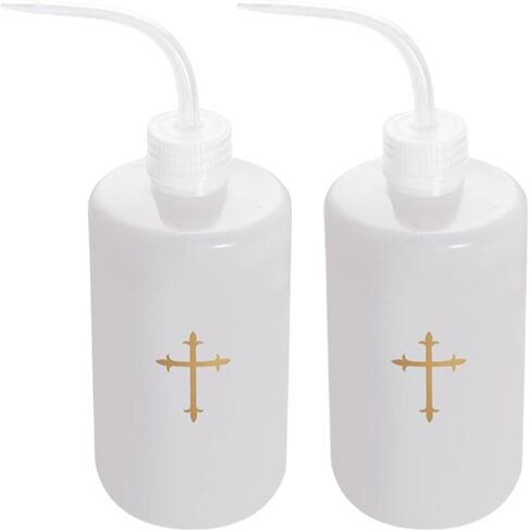 Westmon Works Communion Cup Filler White Bottles with Cross Design Leak Proof Spout Church, Set of 2 in Saudi Arabia