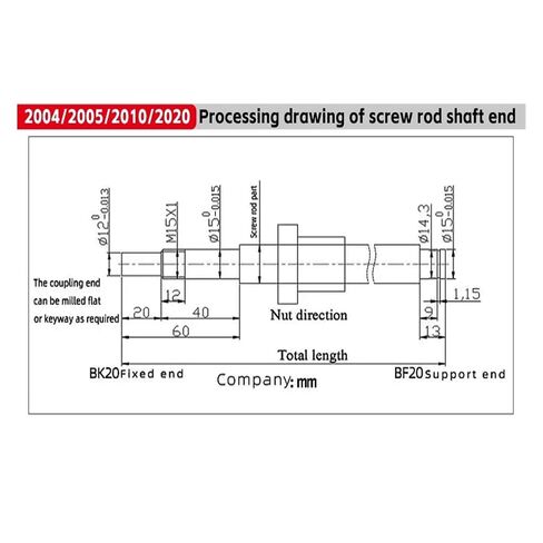 Double nut Ball Screw Control Machine Ball Screw SFU2005 1200mm-2000mm HM15-57 Cast Iron Use for Nema23 C5 BF20 +Plum Coupling XB30*40 +Coupler DSG20H(1800mm) in Kuwait