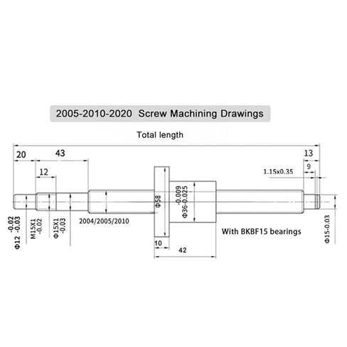 Double nut Ball Screw Control Machine DFU2005 150-1000mm Ball Screw Double Nut Ball Screw Set End Processing Coupler Nut for Stepper Servo Motor(250mm) in Kuwait