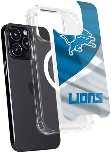 Skinit Phone Case Compatible with MagSafe iPhone 15 Pro Max - Officially Licensed NFL Detroit Lions Design in Saudi Arabia