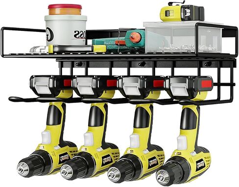 AZERPIAN Tool Organizer Heavy Duty Power Wall Mount for Drill and Cordless Tools Heavy Duty Rack for Garage Organization Workshop Pegboard (1 Layers 4 Slots) in Saudi Arabia