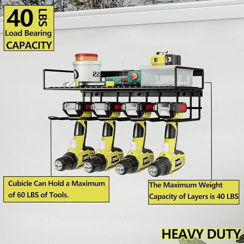 AZERPIAN Tool Organizer Heavy Duty Power Wall Mount for Drill and Cordless Tools Heavy Duty Rack for Garage Organization Workshop Pegboard (1 Layers 4 Slots) in Saudi Arabia