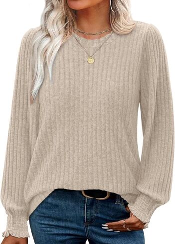 OFEEFAN Womens Tops Dressy Casual Long Sleeve Shirts for Women Business Casual Outfits Lightweight Fall Sweaters Warm in Saudi Arabia