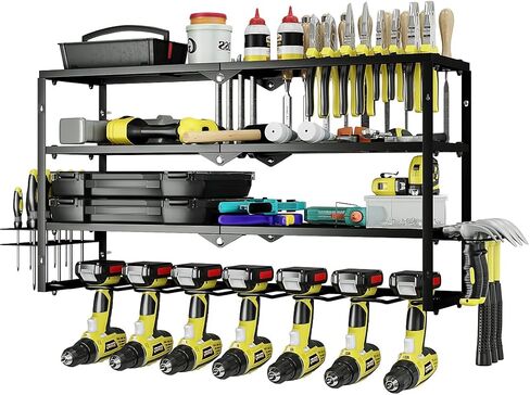 AZERPIAN Tool Organizer Heavy Duty Power Wall Mount for Drill and Cordless Tools Heavy Duty Rack for Garage Organization Workshop Pegboard (1 Layers 4 Slots) in Saudi Arabia