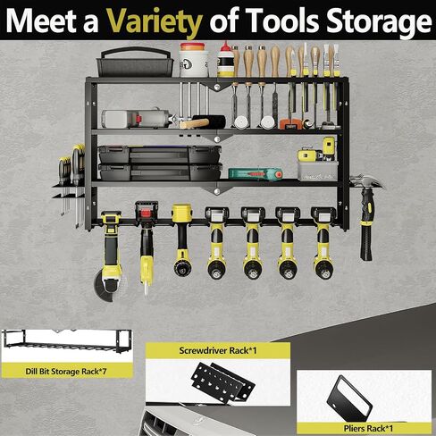 AZERPIAN Tool Organizer Heavy Duty Power Wall Mount for Drill and Cordless Tools Heavy Duty Rack for Garage Organization Workshop Pegboard (1 Layers 4 Slots) in Saudi Arabia