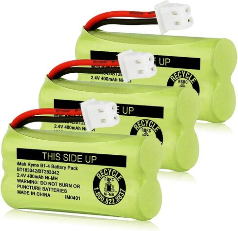iMah BT183342/BT283342 2.4V 400mAh Ni-MH Battery Pack Compatible for BT166342/BT266342 BT162342/BT262342 2SN-AAA40H-S-X2, 4-Pack in Kuwait