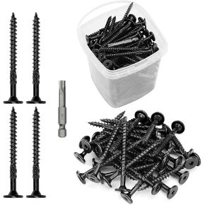 3 Inch Wood Screws, 30Pcs Heavy Duty Outdoor Wood Fence Deck Screws, Black Carbon Steel Rustproof Structural Screws with T30 Drill Bit for Wood Construction, No Pre-Drilling Required in Saudi Arabia