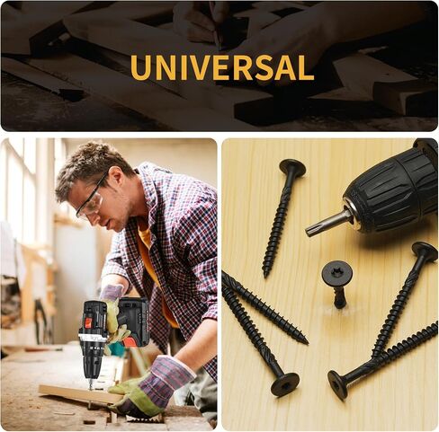 3 Inch Wood Screws, 30Pcs Heavy Duty Outdoor Wood Fence Deck Screws, Black Carbon Steel Rustproof Structural Screws with T30 Drill Bit for Wood Construction, No Pre-Drilling Required in Saudi Arabia