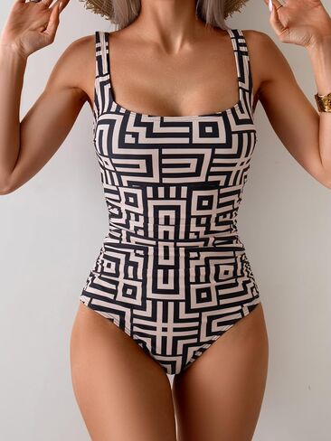 B2prity Womens One Piece Swimsuit Tummy Control Slimming Bathing Suit High Waisted Ruched Swim Suit Color Block Swimwear in Saudi Arabia