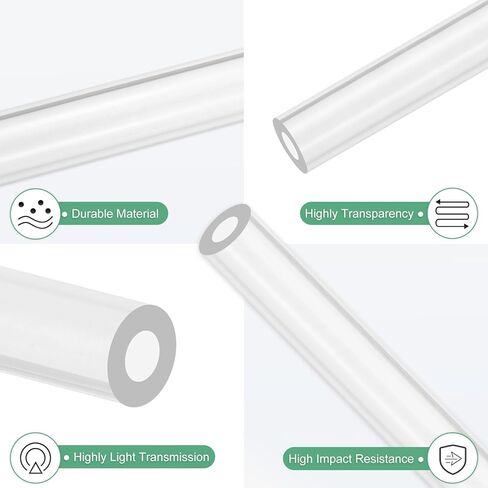 M METERXITY 2-Pack Clear Rigid Acrylic Pipe, 16mm[0.63"] ID x 22mm[0.87"] OD Plastic Round Tube for Water Cooling System/Lamps/Fountains/Aquariums/Display Stand, Acrylic Tubing [305mm/12IN] in Saudi Arabia