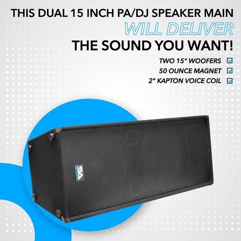 Seismic Audio - Dual 15 Inch PA DJ SPEAKER 700 Watts PRO AUDIO - Band, Bar, Wedding, Church in Saudi Arabia