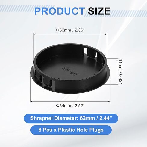 uxcell 4Pcs Plastic Hole Plugs, 55mm(2-3/16") Flush Type Panel Plugs, Round Snap Knockout Locking Plugs for Furniture Insert End Caps Panels, Black in Saudi Arabia