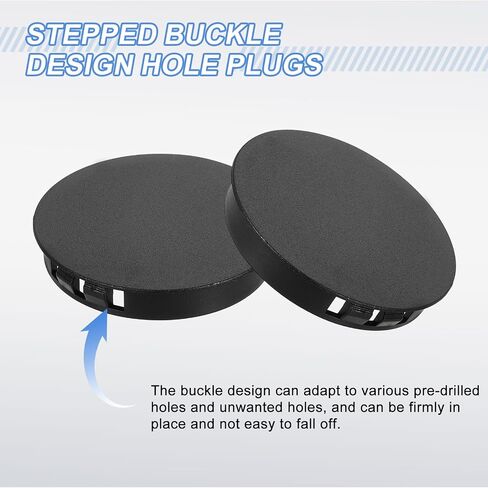 uxcell 4Pcs Plastic Hole Plugs, 55mm(2-3/16") Flush Type Panel Plugs, Round Snap Knockout Locking Plugs for Furniture Insert End Caps Panels, Black in Saudi Arabia