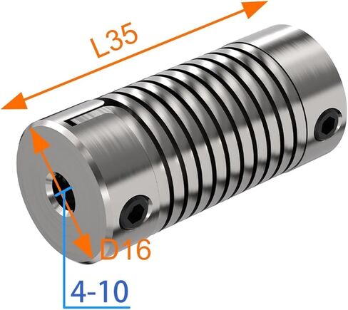 10pcs اقتران الربيع D16L35 Encoder Stepper Servo Motor Motor Thread مرنة التوصيل الناعم المطبق على Micro-Motor (5x5) in Kuwait