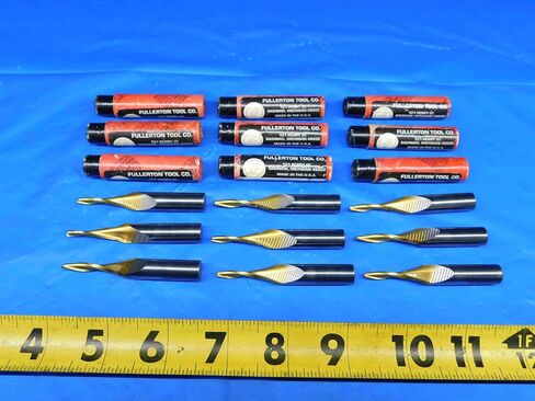 9 PCS Fullerton Tool Carbide Tin Canated End Coated Mills حوالي 2.5 مم-9.4 مم O.D. - BR2007BY2 in Saudi Arabia