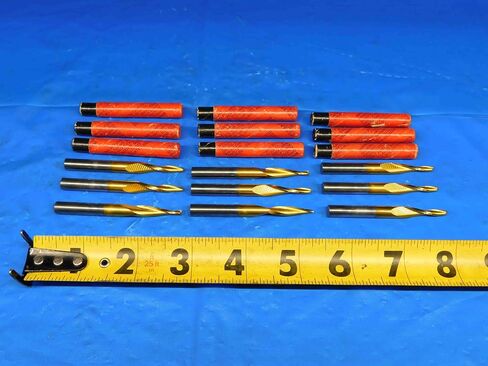 9 PCS Fullerton TIN Coated Carbide Tapered END Mills About 2.5mm to 6.2mm O.D. - BR2008BY2 in Saudi Arabia