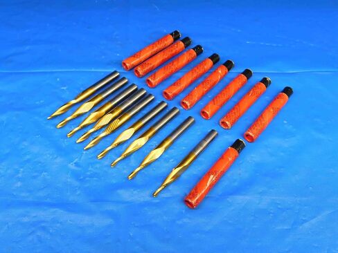 9 PCS Fullerton TIN Coated Carbide Tapered END Mills About 2.5mm to 6.2mm O.D. - BR2008BY2 in Saudi Arabia