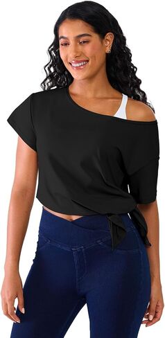 رطوبة الفتل كبيرة الحجم قبالة كتف كتف القمم للنساء الأكمام قصيرة اليوغا تمرين تي شيرت تي شيرت in Kuwait