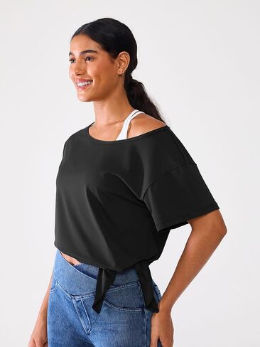 رطوبة الفتل كبيرة الحجم قبالة كتف كتف القمم للنساء الأكمام قصيرة اليوغا تمرين تي شيرت تي شيرت in Kuwait