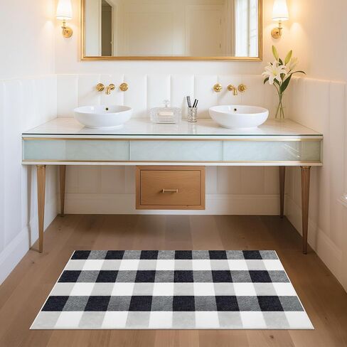 2x4 Small Runner Rugs for Entryway,Machine Washable Runners for Bedroom Living Room, Low Pile Thin Non Slip Checkered Runner Rug for Girl Kitchen,Bathroom Home Decor, Hallways,Red and White in Saudi Arabia