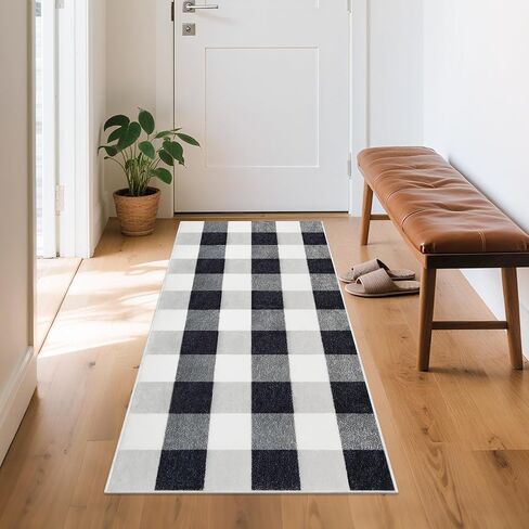 2x4 Small Runner Rugs for Entryway,Machine Washable Runners for Bedroom Living Room, Low Pile Thin Non Slip Checkered Runner Rug for Girl Kitchen,Bathroom Home Decor, Hallways,Red and White in Saudi Arabia