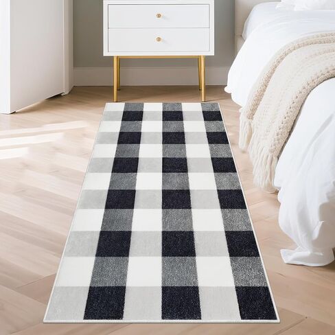 2x4 Small Runner Rugs for Entryway,Machine Washable Runners for Bedroom Living Room, Low Pile Thin Non Slip Checkered Runner Rug for Girl Kitchen,Bathroom Home Decor, Hallways,Red and White in Saudi Arabia
