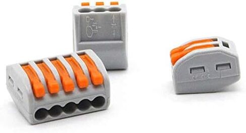 Davitu Electrical Equipments Supplies - 10PxReusable Spring Lever Terminal Block Electric Cable 2/3/5 Way Electrical wire spring lever connectors Clear visible - (Color: Orange) in Saudi Arabia