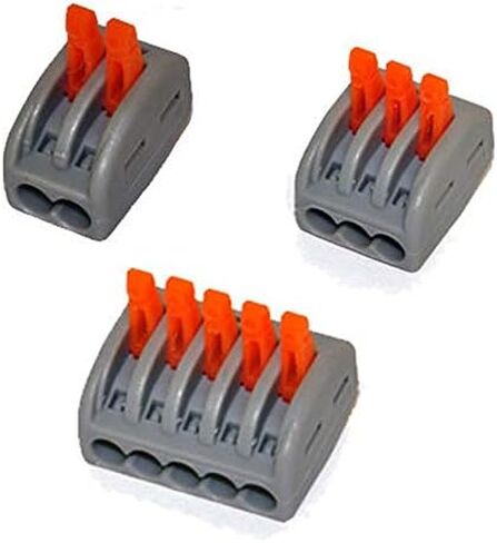 Davitu Electrical Equipments Supplies - 10PxReusable Spring Lever Terminal Block Electric Cable 2/3/5 Way Electrical wire spring lever connectors Clear visible - (Color: Orange) in Saudi Arabia