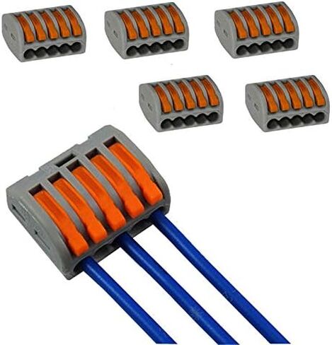 Davitu Electrical Equipments Supplies - 10PxReusable Spring Lever Terminal Block Electric Cable 2/3/5 Way Electrical wire spring lever connectors Clear visible - (Color: Orange) in Saudi Arabia