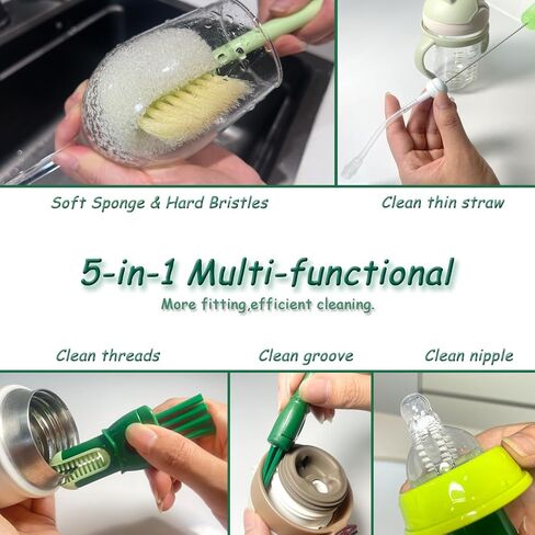 2 Pack Set, 5-in-1 Multi-Functional Bottle Brush, Straw Cleaner Brush, Detail for Baby Bottle Nipple/Cup Lid Gap in Saudi Arabia