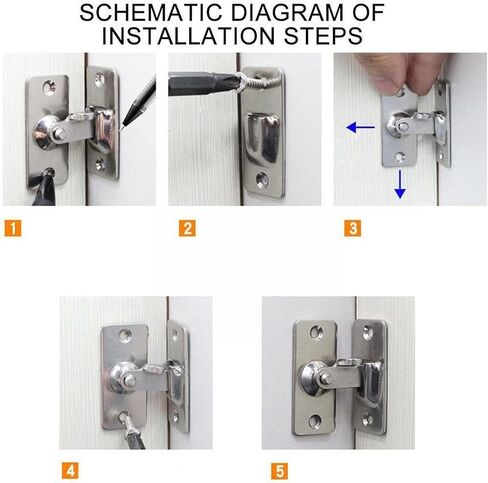 أقفال الأبواب والمزالج اليمنى زاوية الباب مزاح فولاذ الفولاذ الأيمن زاوية الباب باب الباب قفل باب الحمام نافذة منزلق (أسود) in Kuwait