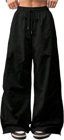SHENHE Women's Y2k Low Rise Baggy Pants Wide Leg Drawstring Elastic Waist Track Pants Trousers in Saudi Arabia