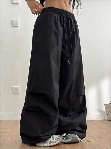 SHENHE Women's Y2k Low Rise Baggy Pants Wide Leg Drawstring Elastic Waist Track Pants Trousers in Saudi Arabia