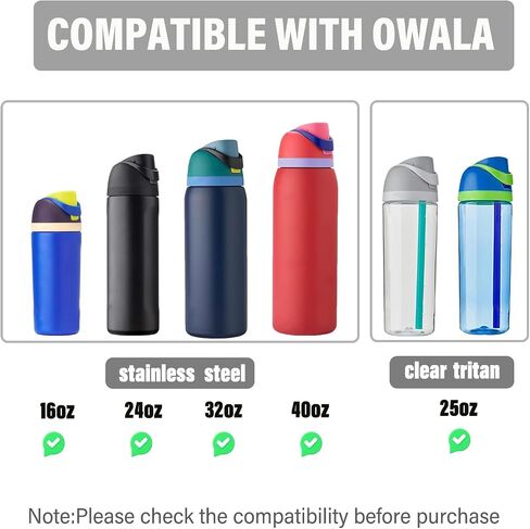 Replacement Lid for Owala Freesip, Compatible with Owala Cup 16oz 24oz 32oz 40oz, One Button Water Bottle Top Lid Replacement Accessory and Straws, Leakproof, BPA-Free (A black) in Saudi Arabia