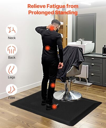 حصيرة سالون فيفور لمصفف الشعر ، 3 × 5 قدم مستطيل كرسي كرسي حصيرة مضادة للإرهاق ، 7/8 بوصة PVC + PU PARBER FLOOR in Kuwait