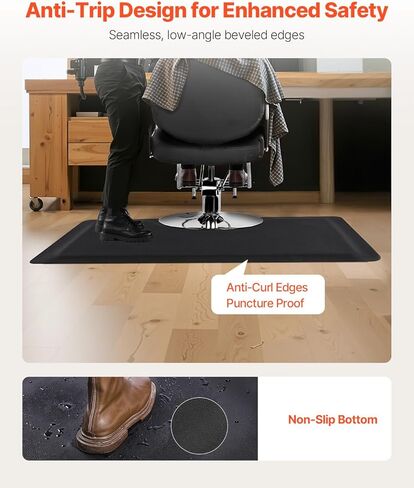 حصيرة سالون فيفور لمصفف الشعر ، 3 × 5 قدم مستطيل كرسي كرسي حصيرة مضادة للإرهاق ، 7/8 بوصة PVC + PU PARBER FLOOR in Kuwait