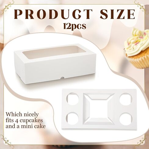2 Pack 1+4 Bento Cake Box with Cupcakes Bento Cake and Cupcake Boxes Combo Cakes Boxes with Clear Window for Donuts Treats Muffins Wedding Birthday Party Bakery Baking Supplies (Pink) in Saudi Arabia