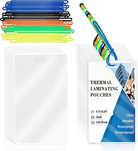 100 Pack 5 Mil Laminating Pouch with Clear Loop 2 1/2" x 4 1/4" Luggage Tag Laminating Pouches with Slot Hole Thermal Laminate Pouch Tags Kit Resealable for Work Permits Pass Cards Student ID Cards in Saudi Arabia