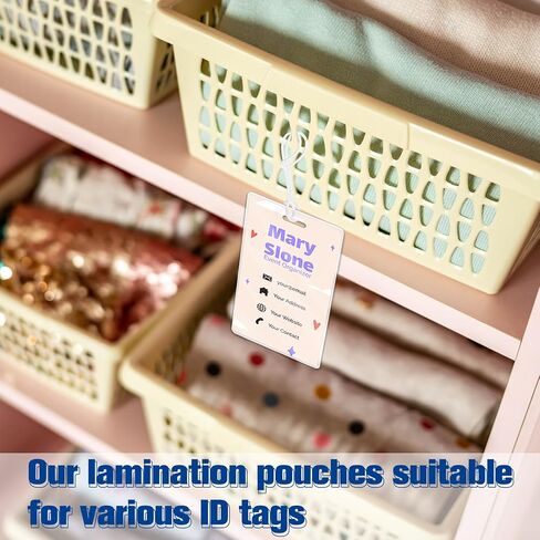 100 Pack 5 Mil Laminating Pouch with Clear Loop 2 1/2" x 4 1/4" Luggage Tag Laminating Pouches with Slot Hole Thermal Laminate Pouch Tags Kit Resealable for Work Permits Pass Cards Student ID Cards in Saudi Arabia