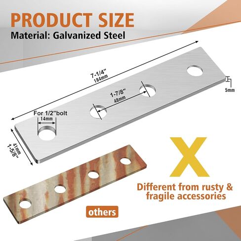 8 PCS 4 Hole Flat Plate Bracket Huffle Duty Monnector for 1/2 "Bolt in 1-5/8" STRUT CANDAY GLOVANISTER in Saudi Arabia
