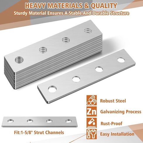 8 PCS 4 Hole Flat Plate Bracket Huffle Duty Monnector for 1/2 "Bolt in 1-5/8" STRUT CANDAY GLOVANISTER in Saudi Arabia